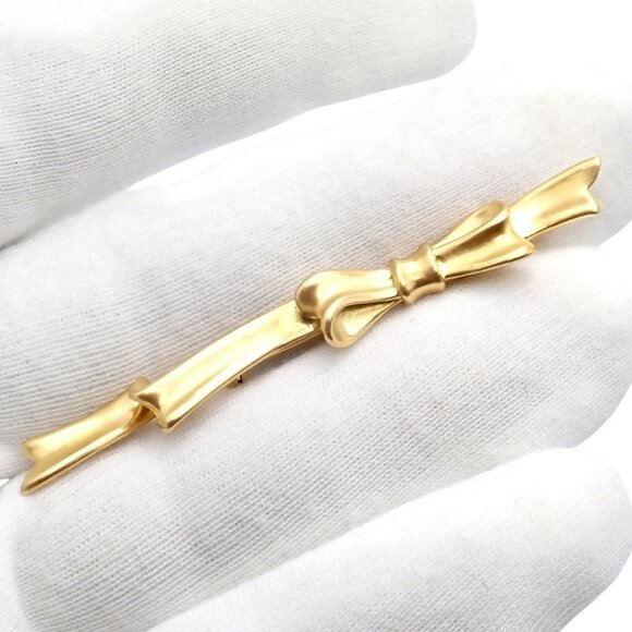 Authentic! Angela Cummings 18k Yellow Gold Long Ribbon Bow Pin Brooch 1984 - Picture 11 of 11